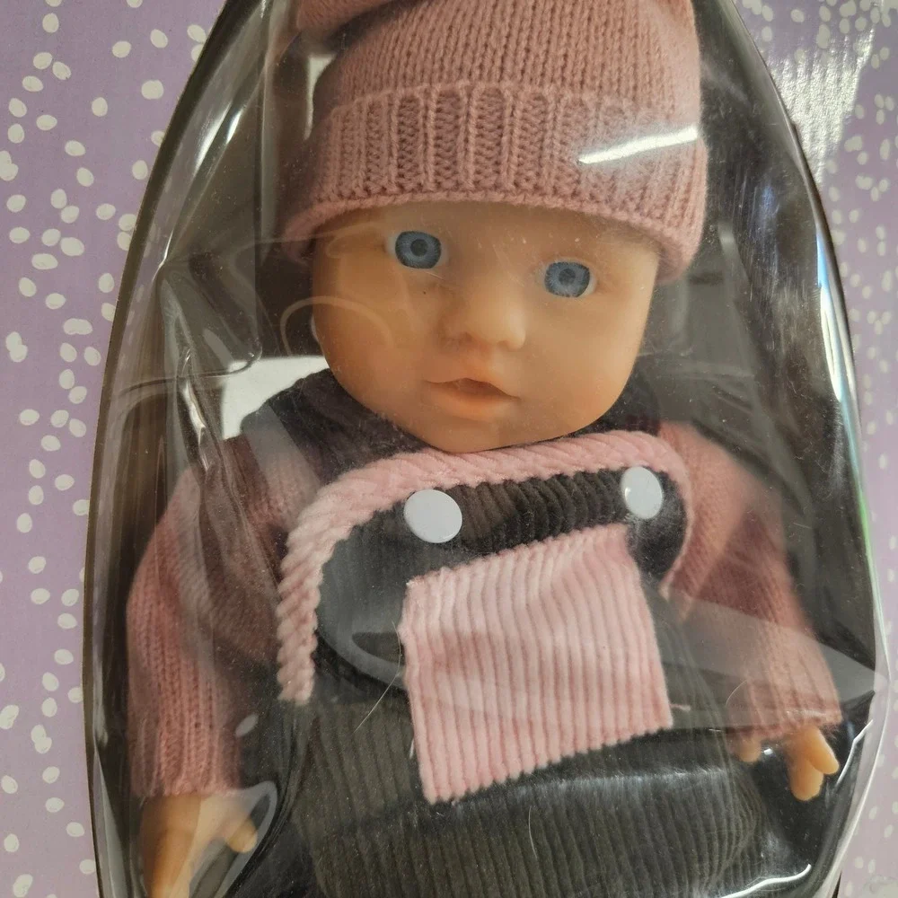 Vintage Simba My Love Snow Fun Bean Baby Doll Pink Knit Sweater Corduroy Overall